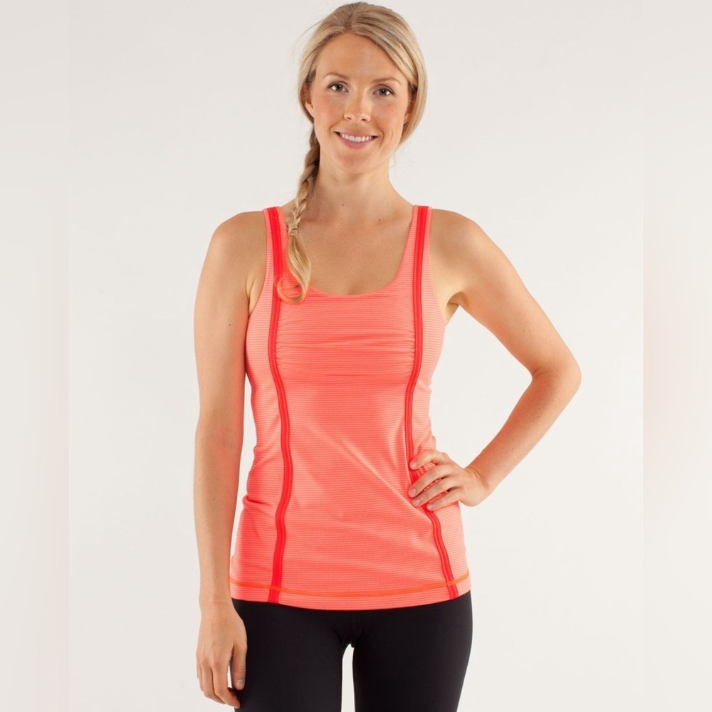 Lululemon Wholehearted Tank Tonka Stripe Flare Heathered Flare Size 8 EUC